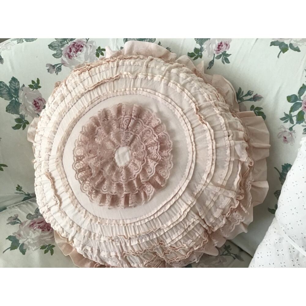 Rachel Ashwell Shabby Chic Couture PETTICOAT PINK Pillow Original Round Ruffles